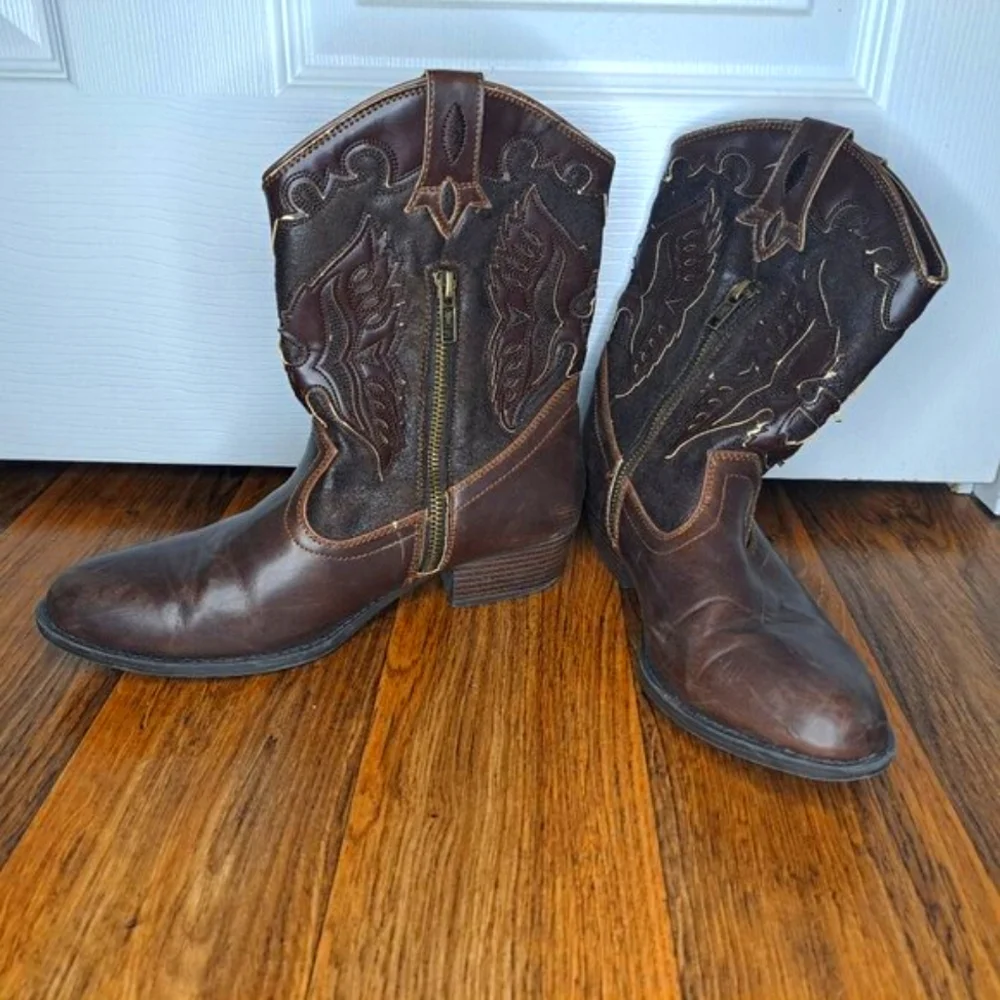 FRYE Carson Firebird Brown Western Style Cowboy Boots Size 5